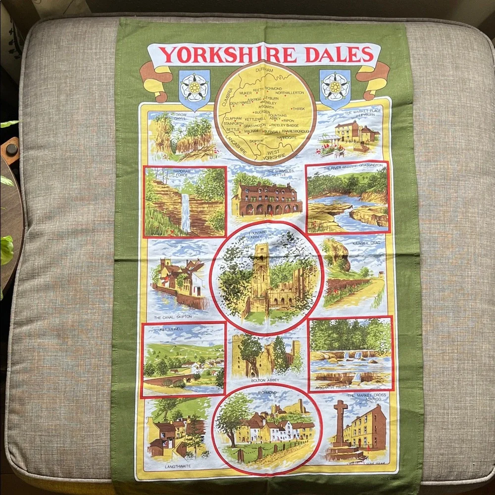 Vintage Yorkshire Dales England Tea Towel Clive Mayor Art